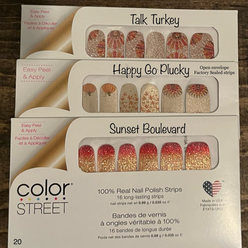 NWT 3 Retired Color Street Nail Polish Strips!